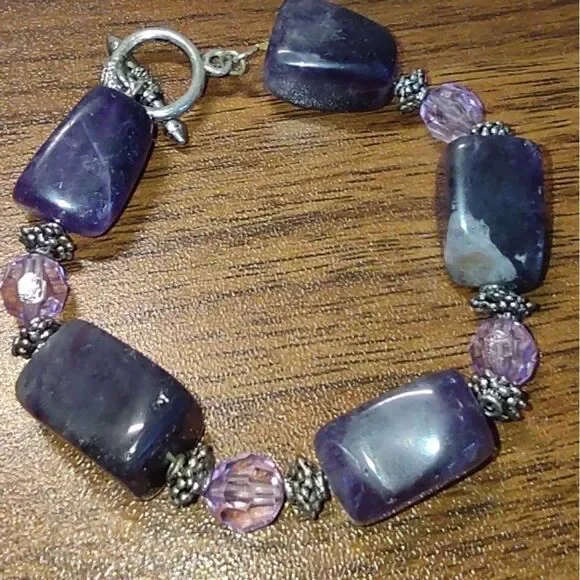 AMETHYST Stone & Bead Bracelet Excellent Pre-owned condition - Picture 3 of 4